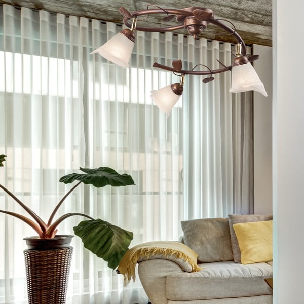 Tamno smeđa stropna svjetiljka sa staklenim sjenilom ø 13 cm Bluszcz – LAMKUR-image-2