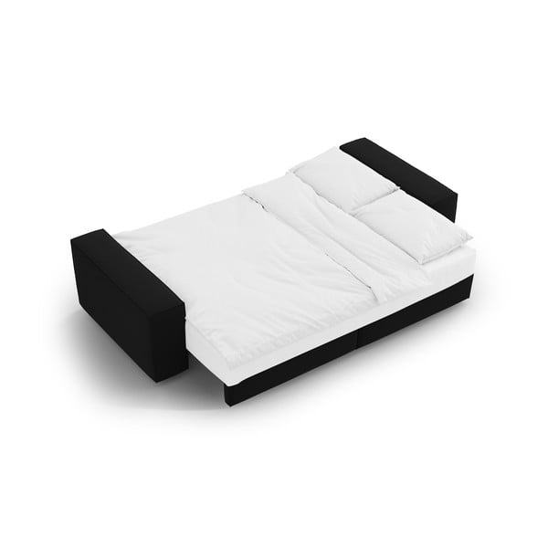 Crna baršunasti sklopiva/s prostorom za odlaganje sofa 247 cm Jodie – Micadoni -image-4