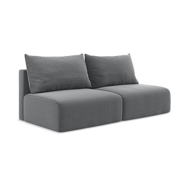 Siva baršunasti sklopiva/s prostorom za odlaganje sofa 216 cm Kalena – Makamii-image-2
