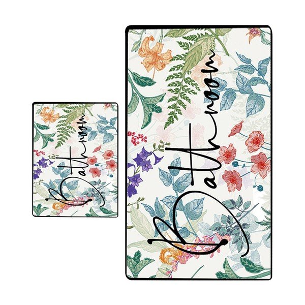 Kupaonske prostirke u setu 2 kom 60x100 cm Green In Flower – Foutastic