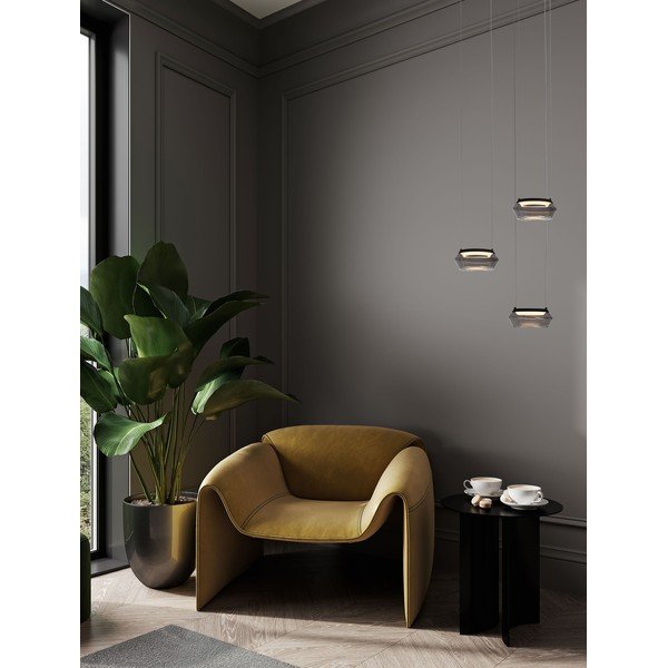 Mat crna staklena LED viseća svjetiljka ø 14 cm Jailyn – Nova Luce-image-2