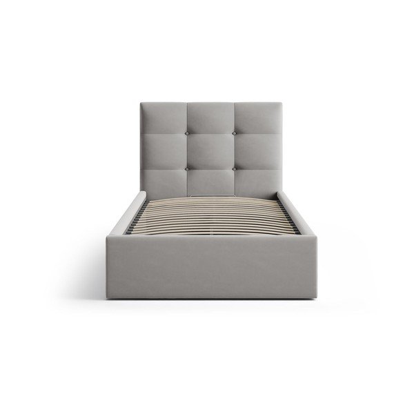 Sivi tapecirani krevet s prostorom za odlaganje s podnicom 90x200 cm Phaedra – Micadoni -image-3