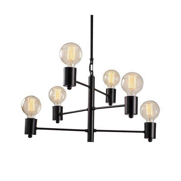 Crna viseća svjetiljka za 6 žarulja Opviq lights Hexa Long-image-4