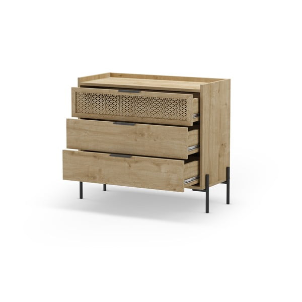 Niska komoda u dekoru hrasta u prirodnoj boji 90x80 cm Inca – Marckeric-image-3