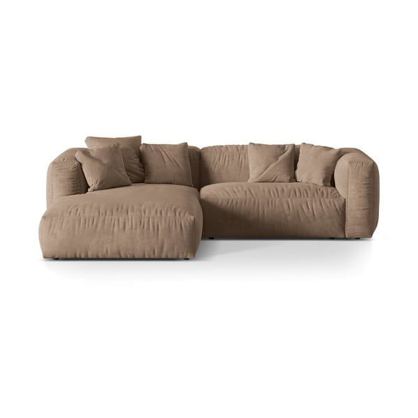 Svjetlo smeđa baršunasti kutna garnitura (s lijevim kutom/s ležaljkom) Martina – Micadoni