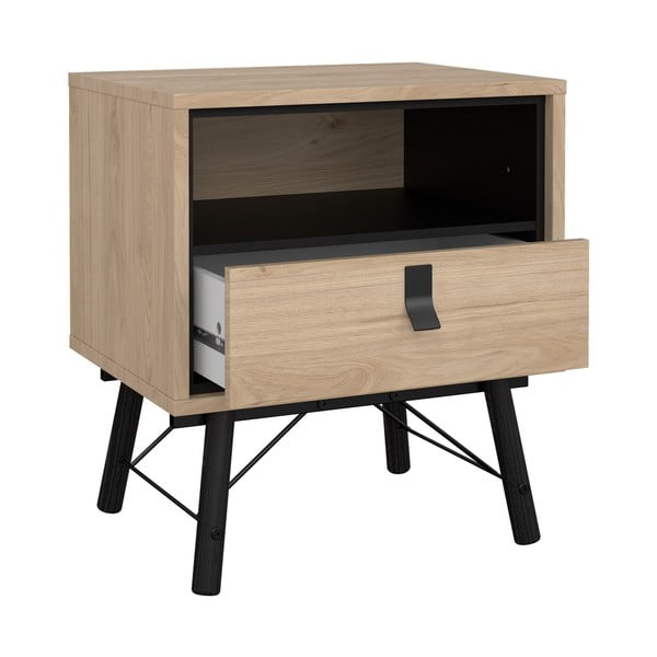 Noćni ormarić u dekoru hrasta u prirodnoj boji Ry – Tvilum-image-3