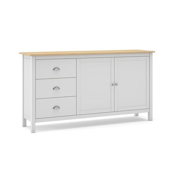 Bijela/natur niska komoda od borovine 150x80,5 cm Misti - Marckeric-image-3