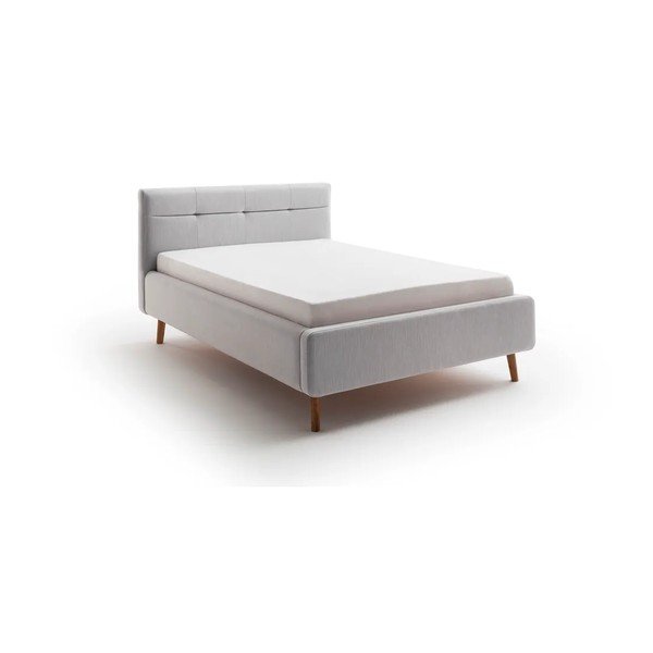 Svijetlo sivi tapecirani bračni krevet s prostorom za odlaganje s podnicom 140x200 cm Lotte – Meise Möbel