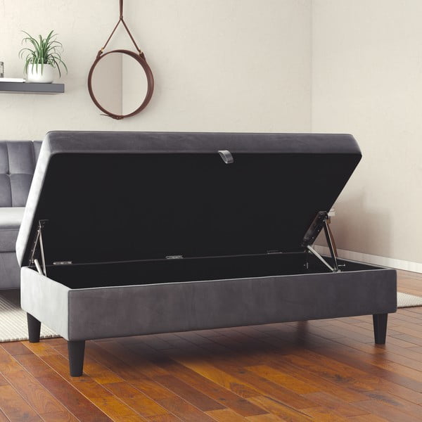 Sivi baršunast tabure Hartford – Støraa-image-1