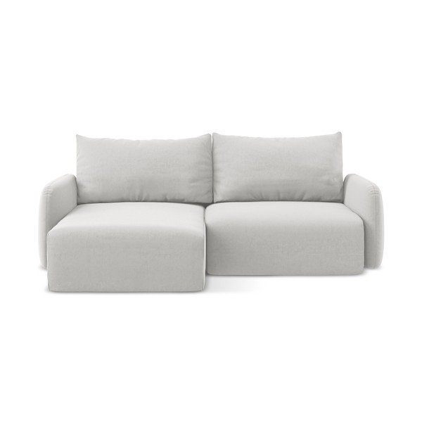 Svijetlo siva baršunasti sklopiva/s prostorom za odlaganje kutna garnitura (s lijevim kutom/s ležaljkom) Kalena – Makamii