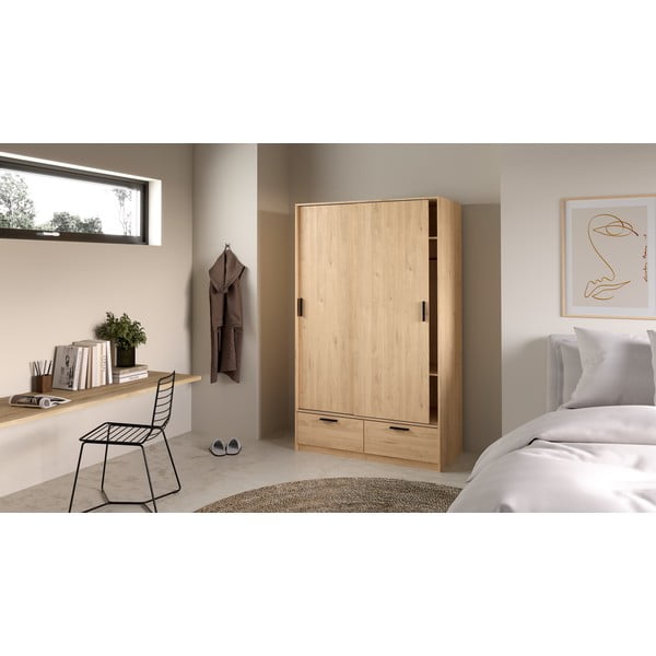 Ormar u dekoru hrasta s kliznim vratima u prirodnoj boji 121x200 cm Line – Tvilum-image-3