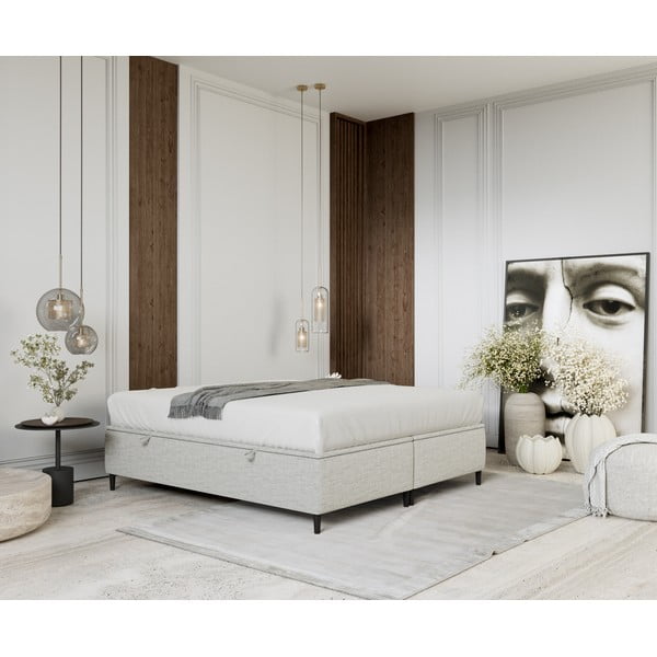 Svijetlo sivi tapecirani bračni krevet s prostorom za pohranu 180x200 cm Tate – Maison de Rêve-image-4