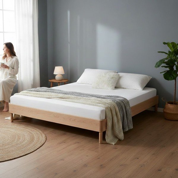 Bračni krevet od punog hrasta bez uzglavlja bez podnice 160x200 cm u prirodnoj boji Forrest – Vipack-image-1