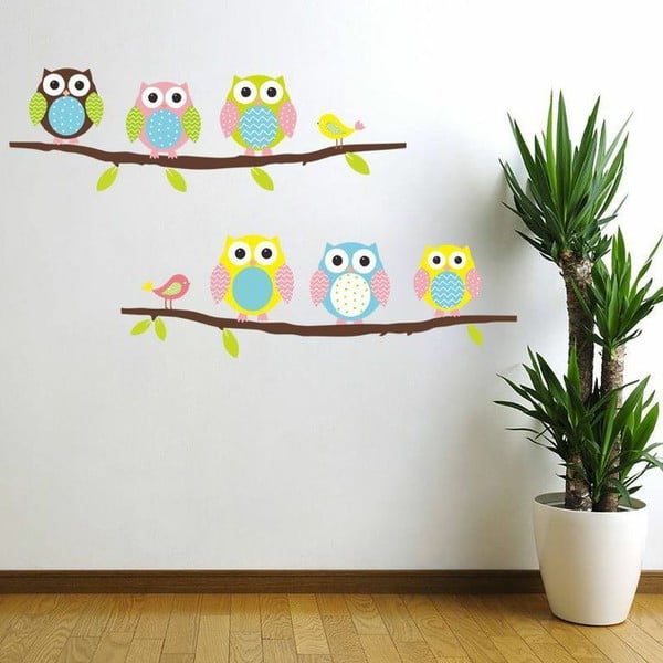 Set zidnih naljepnica Ambiance Owls and Birds on Tree