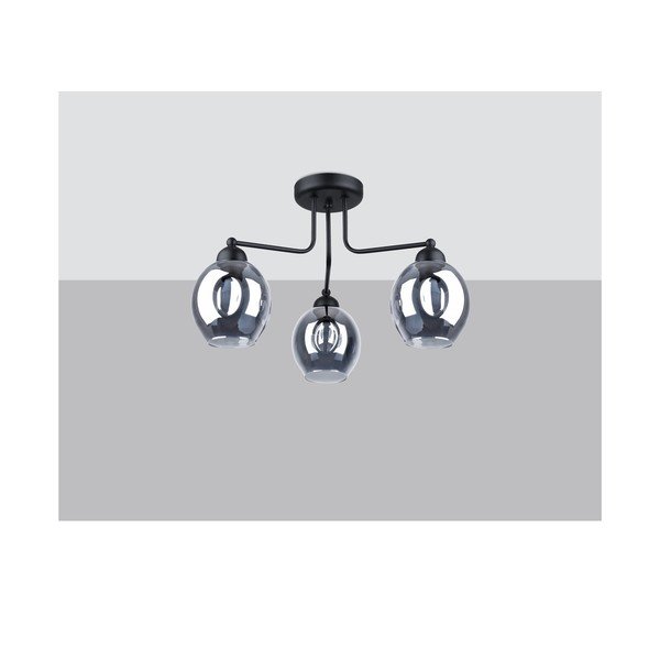 Crna stropna svjetiljka sa staklenim sjenilom 54x54 cm Garten – Sollux-image-2