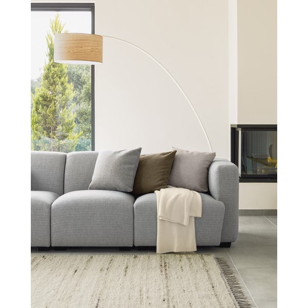 Bijela/u prirodnoj boji stojeća svjetiljka s drvenim sjenilom (visina 210 cm) Juhe Ash – Kave Home-image-2