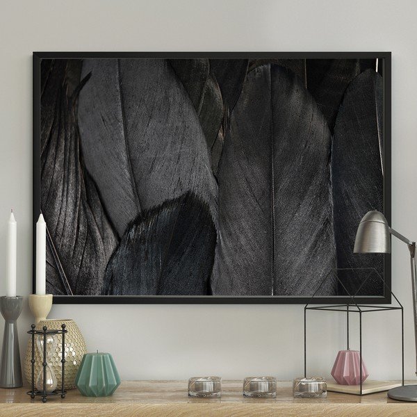 Plakat DecoKing Feathers crni, 100 x 70 cm-image-1