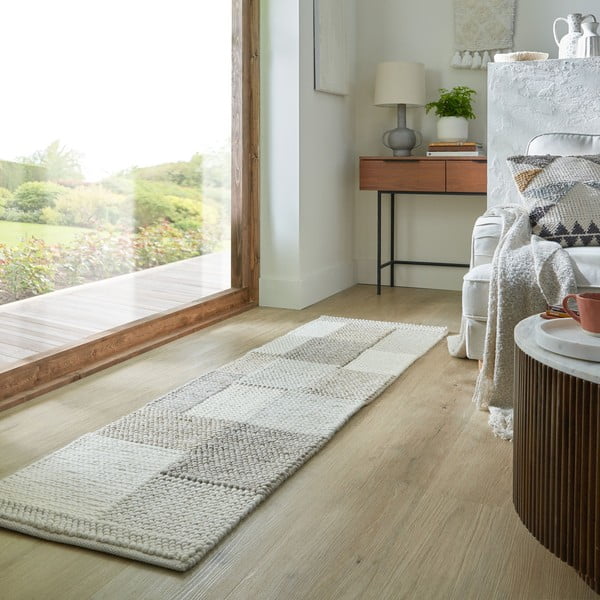 Bež ručno rađena staza od mješavine vune 60x230 cm Minerals Patchwork – Flair Rugs-image-1
