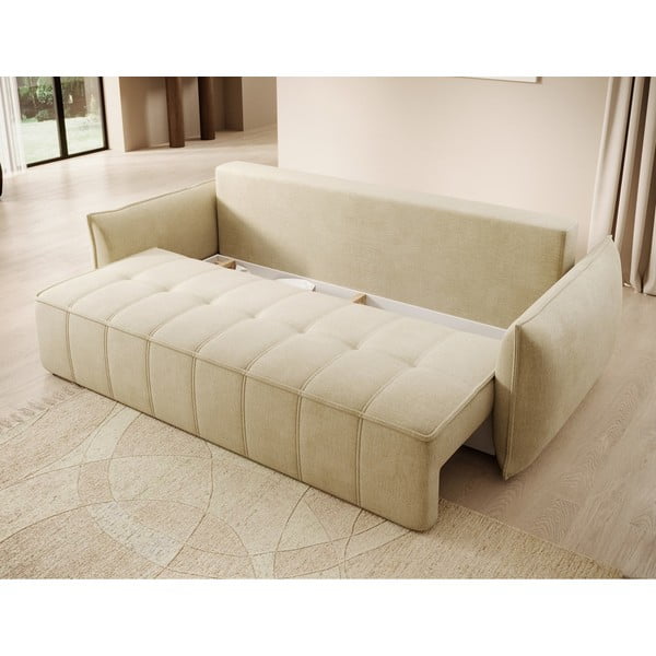 Bež baršunasti sklopiva/s prostorom za odlaganje sofa 242 cm Weltton – ELTAP-image-4