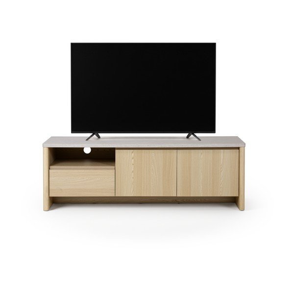 Bijela/u svijetloj prirodnoj boji TV komoda u dekoru hrasta 153x50x45 cm Dore – Marckeric-image-3