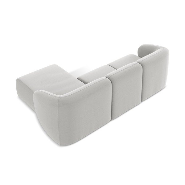 Svijetlo siva baršunasti kutna garnitura (s desnim kutom/s ležaljkom) Lani – Makamii-image-3