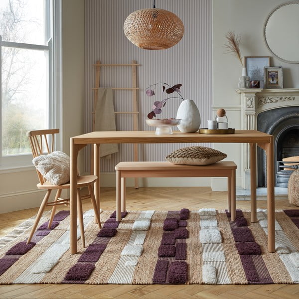 Ljubičasti/u prirodnoj boji ručno rađen tepih od mješavine jute 160x230 cm Medina Blocks – Flair Rugs-image-1