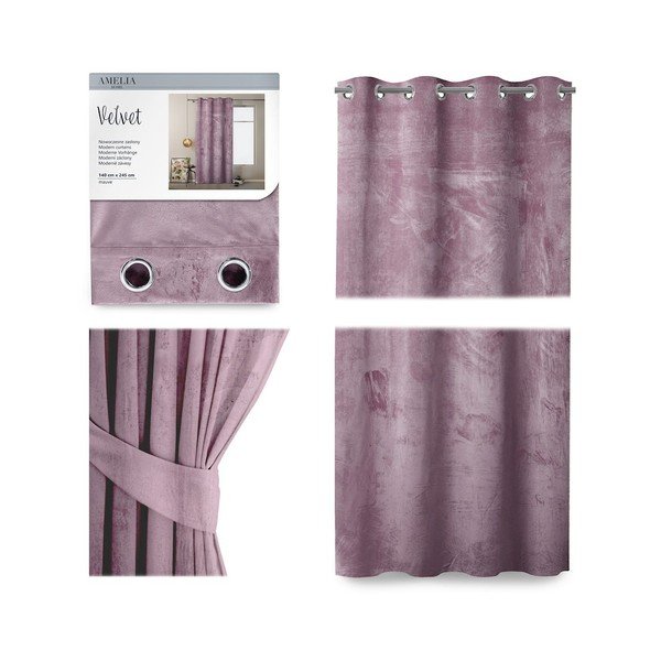 Ružičasta zavjesa sa baršunastom površinom AmeliaHome Velvet, 140 x 245 cm-image-2