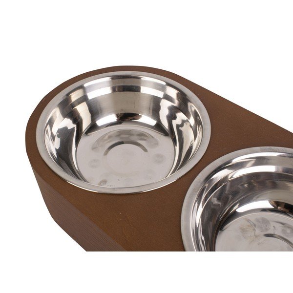 Set od 2 metalne posude u tamnom drvenom postolju PT LIVING Pet, širine 18 cm-image-3