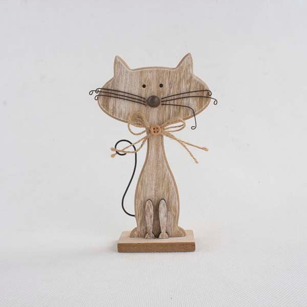 Drveni ukras u obliku mačke Dakls Cats, visina 25 cm