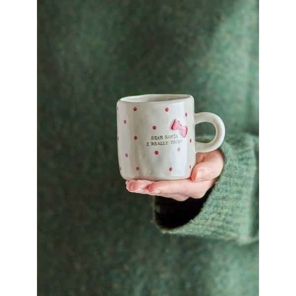 Bež šalica s božićnim motivom od kamenine 250 ml Christy – Bloomingville-image-1