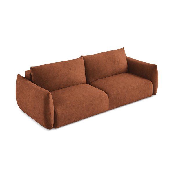 Sklopiva sofa od šenila boja terakote 230 cm Leila – Makamii-image-3