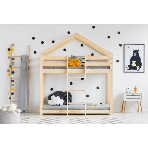 Krevet na kat za djecu od borovine 80x180 cm u prirodnoj boji Mila DMP – Adeko