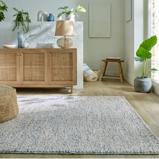 Svijetlo plavi ručno rađen tepih od mješavine vune 80x150 cm Minerals – Flair Rugs