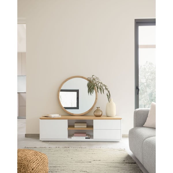 Bijela TV komoda u dekoru hrasta 150x44x36 cm Abilen – Kave Home-image-1