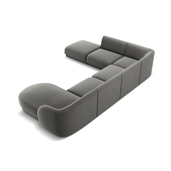 Siva baršunasta kutna garnitura (lijevi kut) Miley - Micadoni Home-image-4