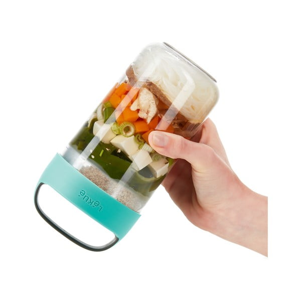 Posuda za juhu s tirkiznim poklopcem Lékué To Go, 600 ml-image-1