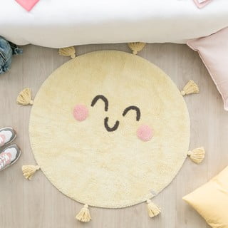 Žuti  periv/ručno rađen pamučan dječji tepih ø100 cm You're My Sunshine – Lorena Canals