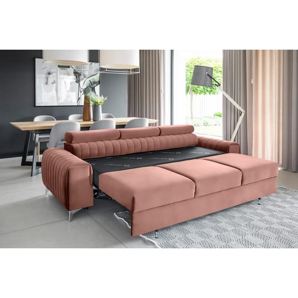 Ružičasta baršunasti sklopiva sofa 261 cm Laurence – ELTAP-image-4