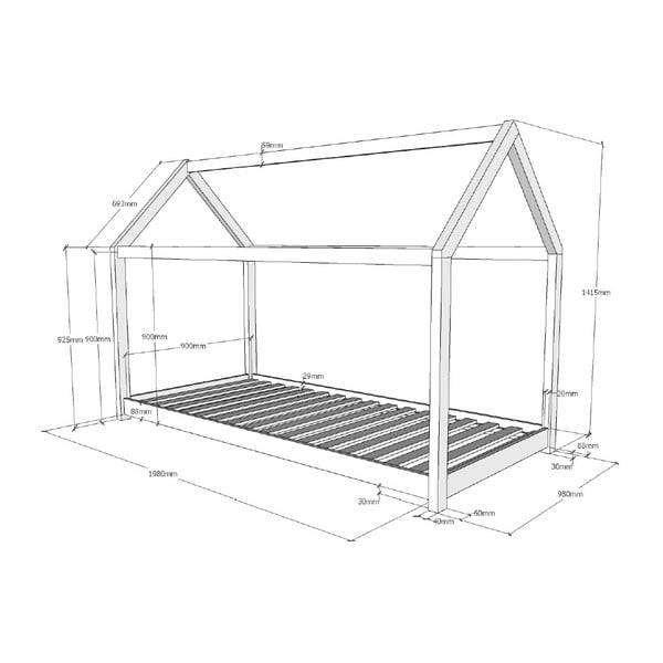 Bijeli dječji krevet Vipack Cabane, 90 x 200 cm-image-3