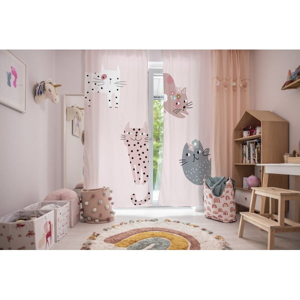Roza dječja zavjesa 250x110 cm Meow Meow - Butter Kings-image-1