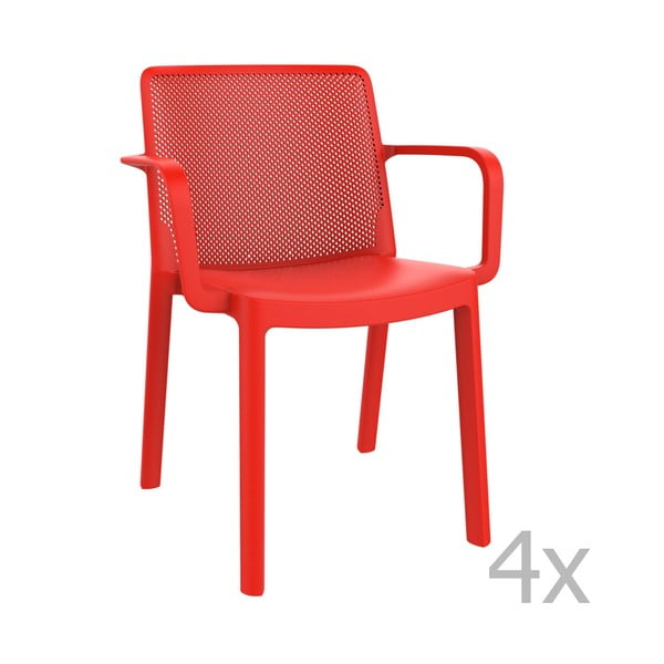Set od 4 crvene vrtne stolice Resol Fresh