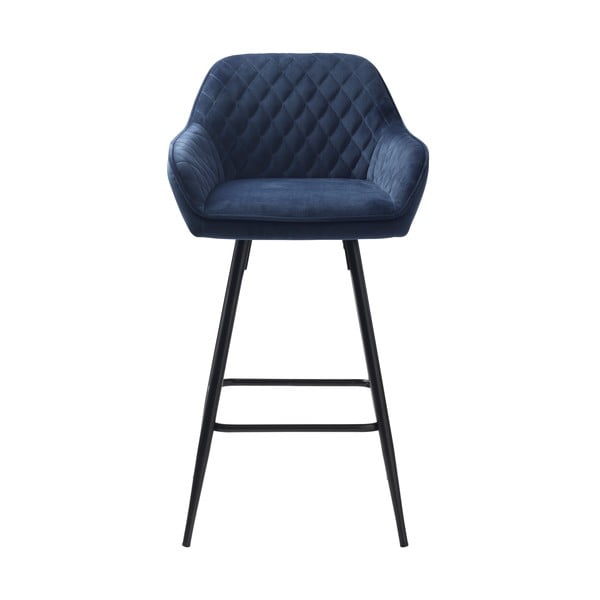 Plava baršunasta barska stolica (visine sjedala 67 cm) Milton – Unique Furniture-image-1