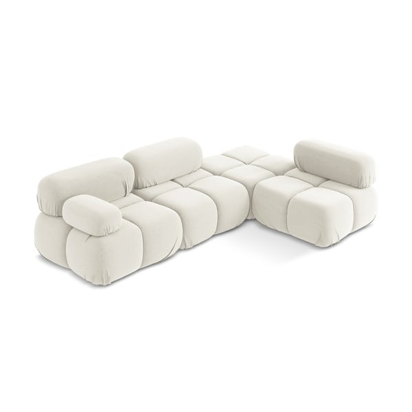 Bijela baršunasti kutna garnitura (s desnim kutom) Lokua – Makamii-image-2