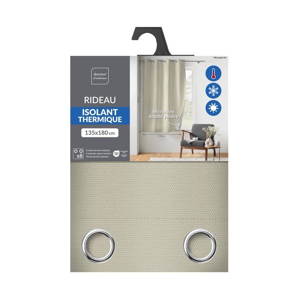 Bež termo izolacijska/za djelomično zamračenje zavjesa od mikrovlakana 135x180 cm Micropolar – douceur d'intérieur-image-3