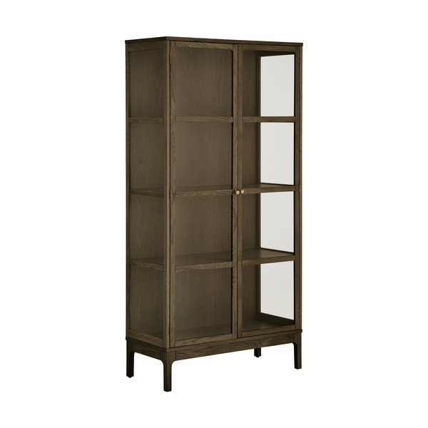 Tamno smeđa vitrina u dekoru hrasta 90x180x40 cm Zamora – House Nordic