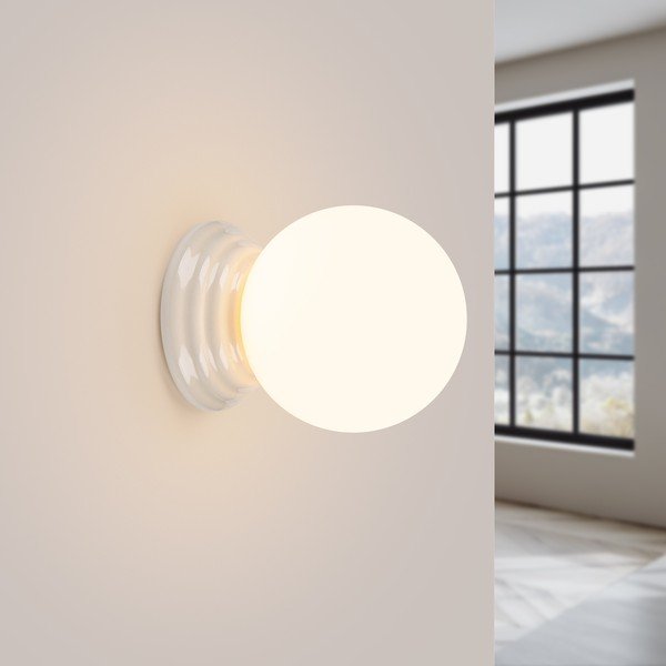 Bijela zidna lampa keramička ø 12 cm Farsa – Sollux-image-4
