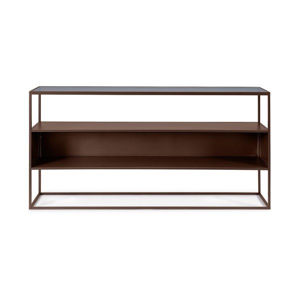 Tamno smeđi pomoćni stol sa staklenom pločom stola 30x140 cm Godric – Bizzotto-image-3
