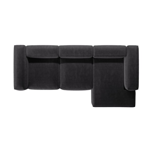 Tamno siva kutna garnitura od samta (s desnim kutom/s ležaljkom) Bergamo – Cosmopolitan Design-image-3