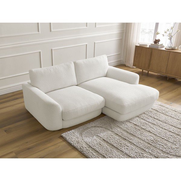 Bijela kutna garnitura od bouclé tkanine (s desnim kutom/s ležaljkom) Leonore – Bobochic Paris-image-4