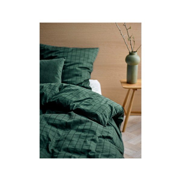 Tamnozelena posteljina od pamučnog damasta Södahl Clear, 140 x 220 cm-image-2